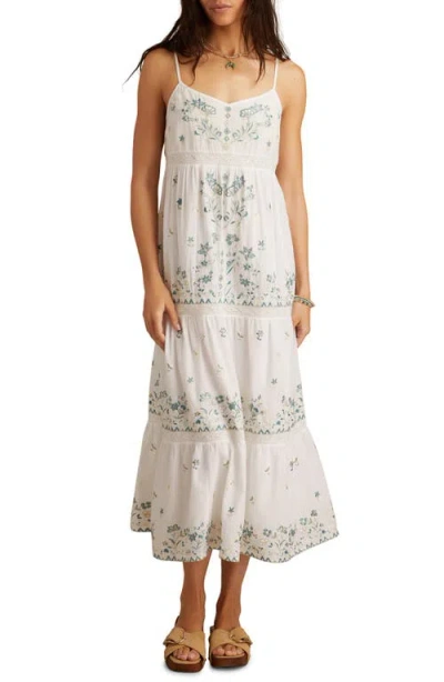 Lucky Brand Floral Embroidered Tiered Cotton Sundress In Neutral