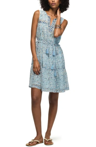 Lucky Brand Floral Embroidery Minidress In Blue