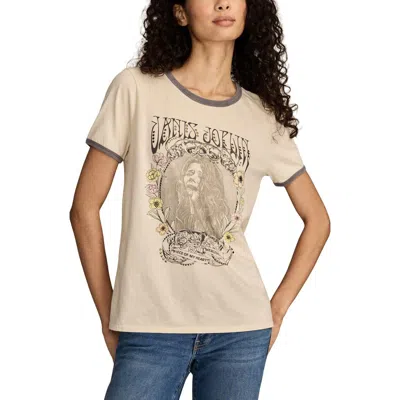 Lucky Brand Floral Janis Joplin Graphic Ringer T-shirt In Pink