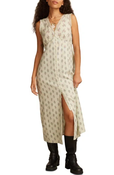 Lucky Brand Floral Linen Blend Dress In Neutral