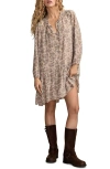 Lucky Brand Floral Long Sleeve Dress In Neutral