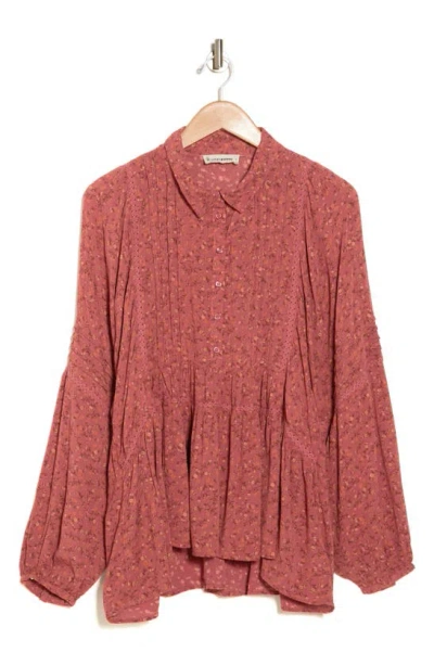 Lucky Brand Floral Long Sleeve Top In Apple Butter Floral