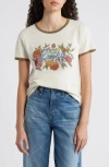 Lucky Brand Floral Lucky Cotton Graphic Ringer T-shirt In Antique White
