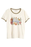 Lucky Brand Floral Lucky Cotton Graphic Ringer T-shirt In Antique White