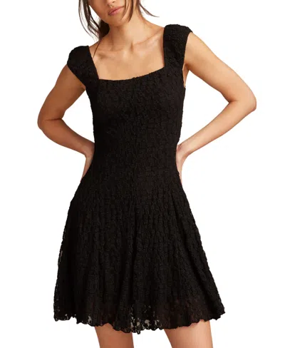 Lucky Brand Floral Mesh Mini Dress In Black