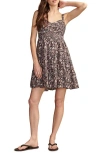 Lucky Brand Women's Cinched Bodice Mini Dress In Raven Multi