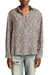 Lucky Brand Floral Pleat Back Button-up Shirt In Blue Floral