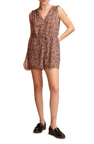 LUCKY BRAND FLORAL PRINT CINCHED SLEEVELESS COTTON ROMPER