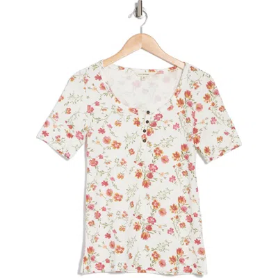 Lucky Brand Floral Print Henley In Cream Floral