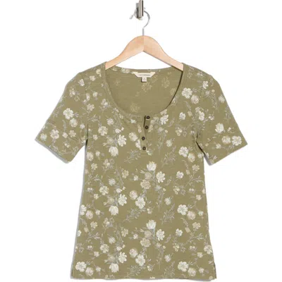 Lucky Brand Floral Print Henley In Olive Floral