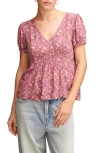 LUCKY BRAND FLORAL PRINT SHORT SLEEVE TOP