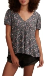 LUCKY BRAND FLORAL PRINT SHORT SLEEVE TOP
