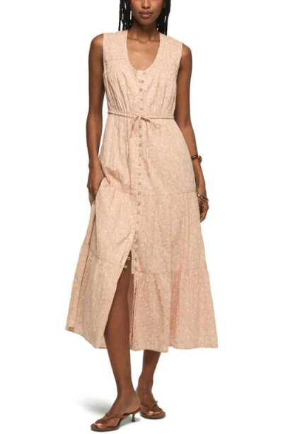 Lucky Brand Floral Print Tiered Midi Dress In Pink