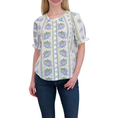 Lucky Brand Floral Puff Sleeve Button-up Shirt