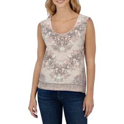 Lucky Brand Floral Scoop Neck Tank In Cream Multi