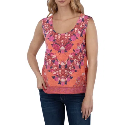 Lucky Brand Floral Scoop Neck Tank In Red Multi