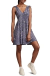 LUCKY BRAND FLORAL SHIRRED MINIDRESS