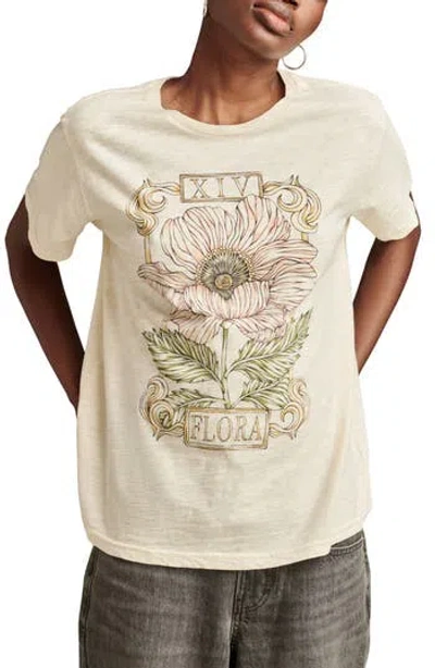 Lucky Brand Floral Sketch Graphic Boyfriend T-shirt In White