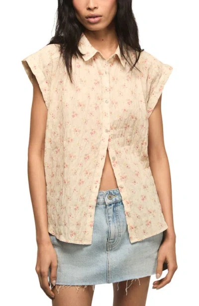 Lucky Brand Floral Stretch Cotton Button-up Shirt In Brown