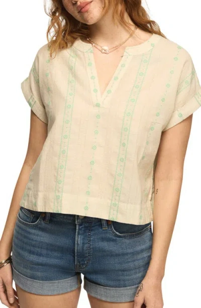 Lucky Brand Floral Stripe Woven Shirt In Neutral