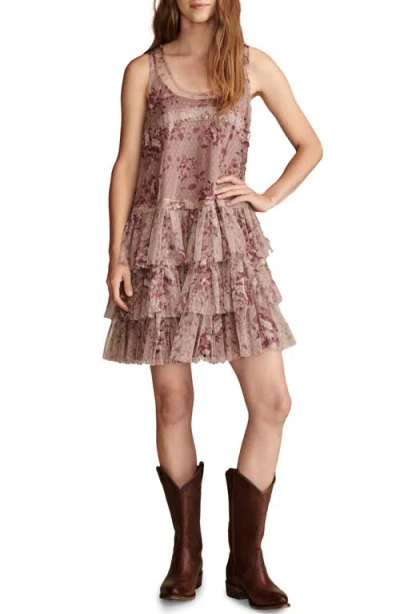 Lucky Brand Women's Printed Tulle Party Mini Dress In Pink Floral