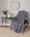 Lucky Brand Floral Tossed Blooms Plush Throw, 50" X 70" In Gray