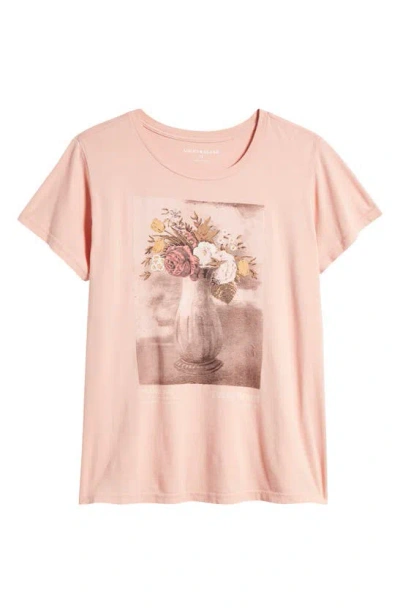Lucky Brand Floral Vase Graphic T-shirt In Rose Tan