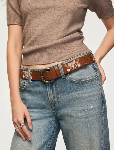 Lucky Brand Floral Vintage Belt In Beige