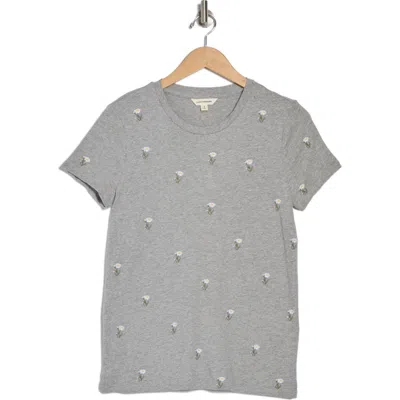 Lucky Brand Flower Embroidered Cotton T-shirt