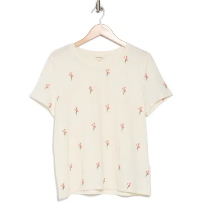 Lucky Brand Flower Embroidered Cotton T-shirt In Flower Embroidery