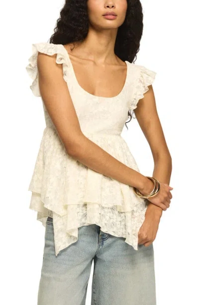 Lucky Brand Flutter Sleeve Lace Top In Animal Print