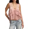 Lucky Brand Flyaway Ruffle Tank Top In Pink