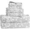 Lucky Brand Folk Floral 6-piece Assorted Towels In Glacier Grey