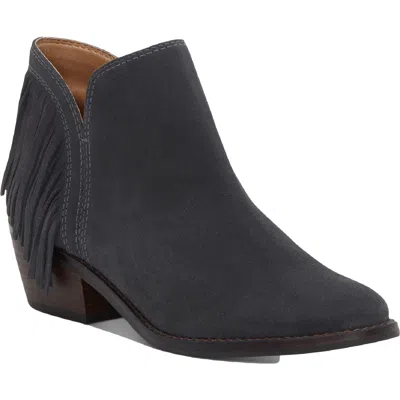 Lucky Brand Freedah Womens Suede Fringe Ankle Boots In Black