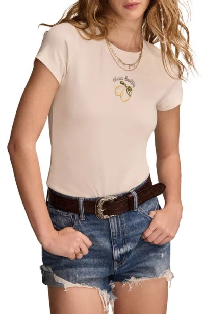 Lucky Brand Fruit Embroidered Baby Tee In Tofu