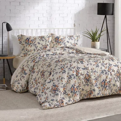 Lucky Brand Garden Floral Bouquet Reversible Comforter & Shams Bedding Sets In Beige;ivory