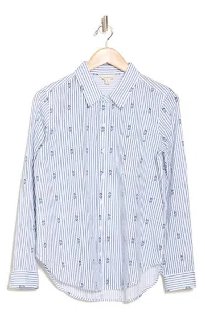 Lucky Brand Geo Cotton Button-up Shirt In Blue Stripe