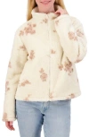Lucky Brand Geo Print Faux Fur Zip Jacket In Cream Floral