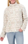 Lucky Brand Geo Print Faux Fur Zip Jacket In Cream Multi