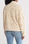 Lucky Brand Geo Print Faux Fur Zip Jacket In Natural Combo