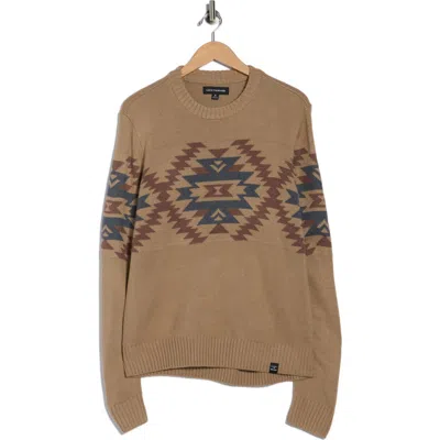 Lucky Brand Geometric Jacquard Crewneck Sweater In Brown