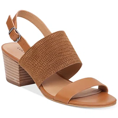 Lucky Brand Gewel Womens Textured Leather Block Heel In Brown