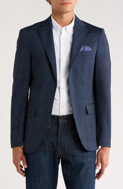 Lucky Brand Glen Plaid Knit Sport Coat In Blue