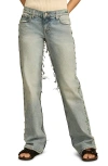 Lucky Brand Gold Rush Legend Studded Fringe Straight Leg Jeans In Clementine Blue Wash