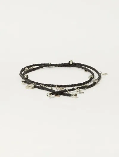 Lucky Brand Good Luck Charm Braided Belt In Black