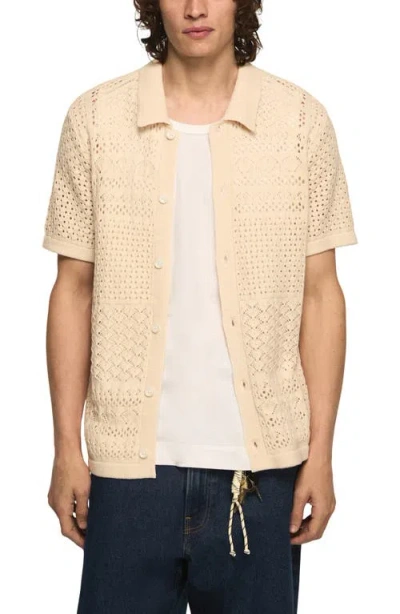 Lucky Brand Granny Open Stitch Button-up Shirt In Pink