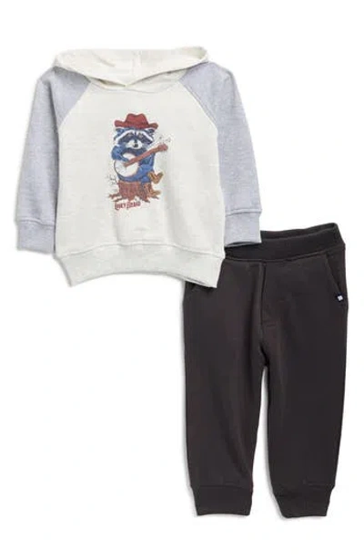 Lucky Brand Babies'  Graphic Hooded T-shirt & Joggers Set In Gray