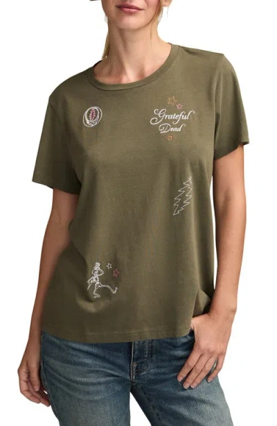 Lucky Brand Grateful Dead Embroidered Cotton T-shirt In Green