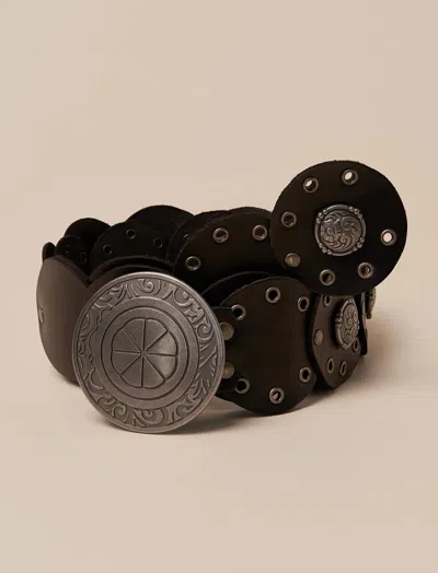 Lucky Brand Grommet Concho Belt In Black