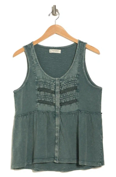 Lucky Brand Grunge Snap Front Knit Tank In Balsam Green